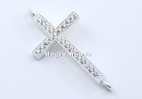 Link, cross crystals, 925 silver, 35.5mm  - x1