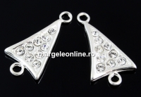 Link, triangle, crystals, 925 silver, 23mm  - x1