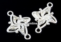 Link, rattle, crystals, 925 silver, 17.5mm  - x1