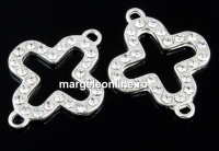 Link cruce cu cristale argint 925, 20mm  - x1
