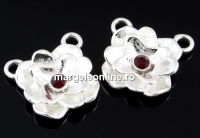 Link, rose, crystal 925 silver, 12.5mm  - x1