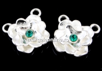 Link, rose, crystal 925 silver, 12.5mm  - x1