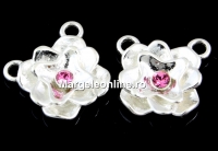 Link, rose, crystal 925 silver, 12.5mm  - x1