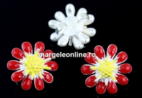 Link floare emailata argint 925, 12mm  - x1
