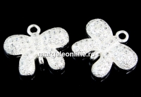 Link, ribbon, crystals, 925 silver, 13mm  - x1