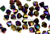 Swarovski, margele bicone, rainbow dark2x, 6mm - x10