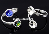 Baza inel cu bordura, argint 925, 2 rivoli Swarovski, 6-6mm - x1