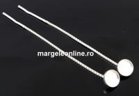 Earring findings, chain, 925 silver, pearl cabochon 6mm - x1pair