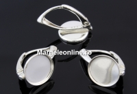 Earring findings, 925 silver, cabochon 10mm - x1pair