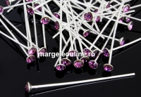 Ace cu cu cap cristal Swarovski, amethyst, argint 925, 40mm - x1