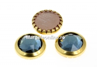Swarovski, crystal cabochon hotfix, gold-plated, denim blue, SS34 - x4