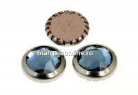 Swarovski, crystal cabochon hotfix, rhodium-plated, denim blue, SS34 - x4
