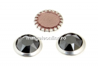 Swarovski, crystal cabochon hotfix, silver-plated, jet hematite, SS34 - x4