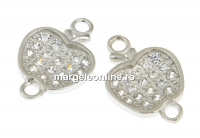 Link, forbidden fruit, crystals, rhodium-plated 925 silver, 14mm - x1