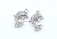Link, dolphin crystals, rhodium-plated 925 silver, 10mm - x1