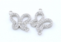 Link fluture cu cristale, argint 925 placat cu rodiu, 16mm - x1