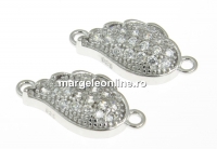 Link, petal crystals, rhodium-plated 925 silver, 13mm - x1