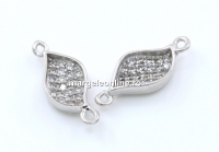 Link petala cu cristale, argint 925 placat cu rodiu, 15mm - x1
