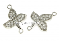 Link, orchid, rhodium-plated 925 silver, 15mm - x1