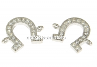 Link, horseshoe, rhodium-plated 925 silver, 10mm - x1