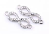 Link, infinity, rhodium-plated 925 silver, 19mm - x1
