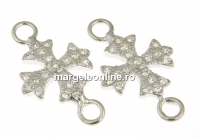Link, cross, rhodium-plated 925 silver, 18mm - x1