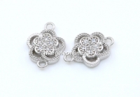 Link floare, argint 925 placat cu rodiu, 10.5mm - x1