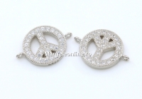 Link, flower power, rhodium-plated 925 silver, 14mm - x1