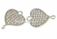 Link, heart, rhodium-plated 925 silver, 14mm - x1