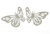 Link, butterfly, rhodium-plated 925 silver, 20mm - x1