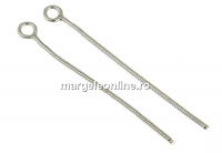 Pendant, snake, rhodium-plated 925 silver, 30mm - x2