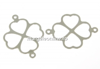 Link, clover, rhodium-plated 925 silver, 21mm - x1
