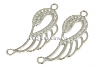 Link, angel, wing, rhodium-plated 925 silver, 24.5mm - x1