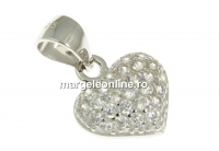 Pandantiv inima, argint 925 placat cu rodiu, 16mm - x1