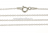 Chain, rhodium-plated 925 silver, Jump rings, oval, 50cm - x1