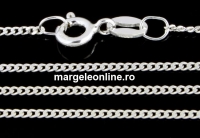 Chain, rhodium-plated 925 silver, Jump rings, flat, 45cm - x1