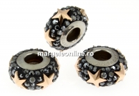 Swarovski, becharmed pave jet hematite, 13.5mm - x1