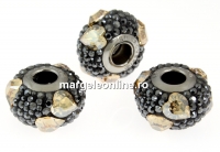 Swarovski, becharmed pave jet hematite, 14.5mm - x1