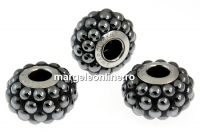 Swarovski, becharmed pave jet hematite, 15mm - x1