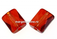 Swarovski, margele Mini rectangle, red magma, 10x8mm - x2