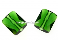 Swarovski, margele Mini rectangle, dark moss green, 8x6mm - x2
