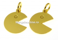Pendant, pac-man gold-plated 925 silver, 18mm  - x1