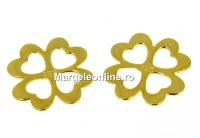 Link, clover, gold-plated 925 silver, 12.5mm - x1