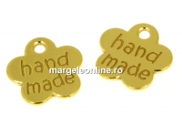 Tag, flower, gold-plated 925 silver, 8mm - x1