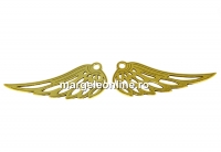 Pendant, angel, wing, gold-plated 925 silver, 25x10mm - x2