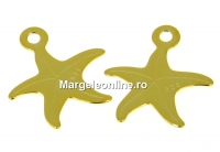 Pendant, starfish,  gold-plated 925 silver, 14mm  - x1