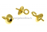 Pendant base, gold-plated 925 silver, 5mm  - x2