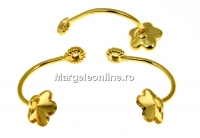 Earring extension, gold-plated 925 silver rod,flower 6mm - 1pair