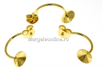 Earring extension, gold-plated 925 silver rod,rivoli 6mm - 1pair
