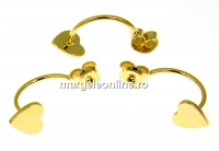 Earring extension, gold-plated 925 silver rod, heart, cabochon 6mm - 1pair